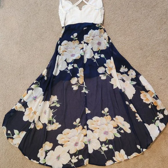 Woman's Chiffon Backless Floral Print Sundress XS - Picture 12 of 14